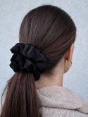 czarna scrunchie-czarna gumka do włosów-czarna duża scrunchie-czarna scrunchie ozdobna-czarna satynowa gumka-czarne gumki