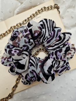 Scrunchie z szyfonu Zebra XL - LIMITED EDITION